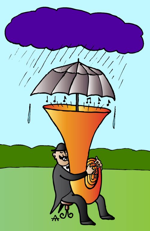 Tuba and rain