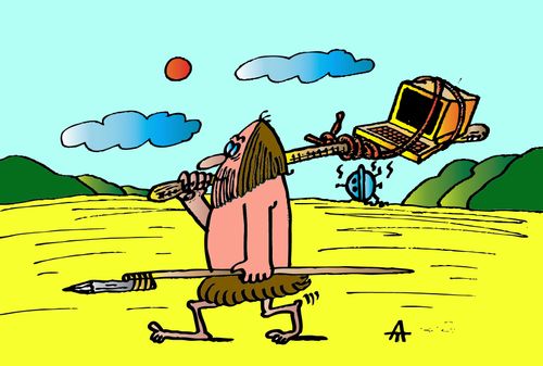 Ancient Man with Computer Club.