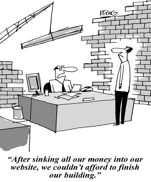 'After sinking all our money into our website, we couldn't afford to finish our building.'