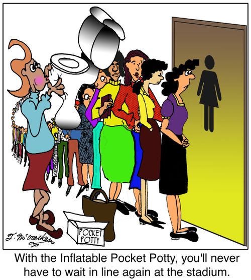 With the Inflatable Pocket Potty, you'll never have to wait in line again at the stadium.