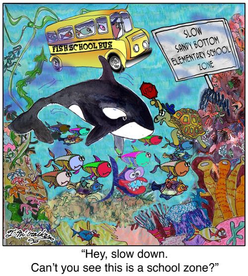 'Hey, slow down. Can't you see this is a school zone?'