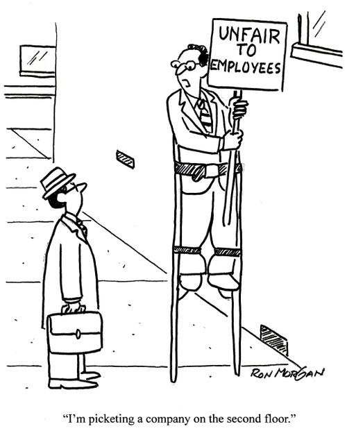 'I'm picketing a company on the second floor.'