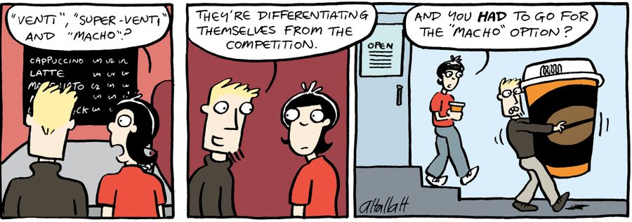 Coffee Cartoon - Takeaway cup size.
