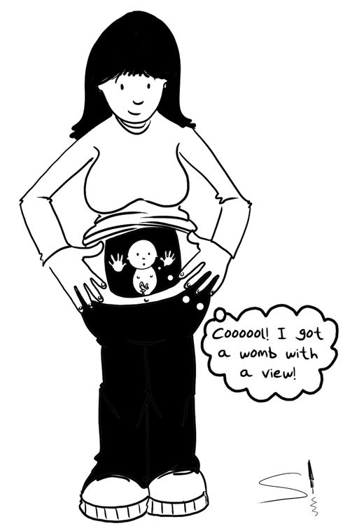 'Cooooool! I got a womb with a view!'