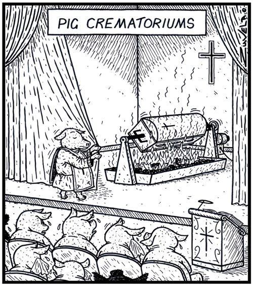 The Pig world's version of a Crematorium using an open-fire Spit to Cremate.