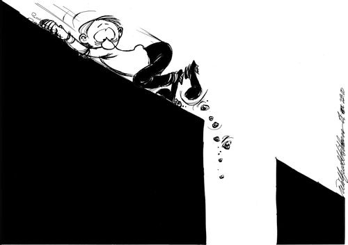 Slipping and sliding down the slope...