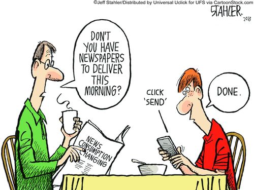 "Don't you have newspapers to deliver this morning?"
