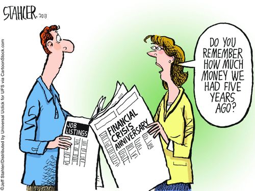 "Do you remember how much money we had five years ago?"