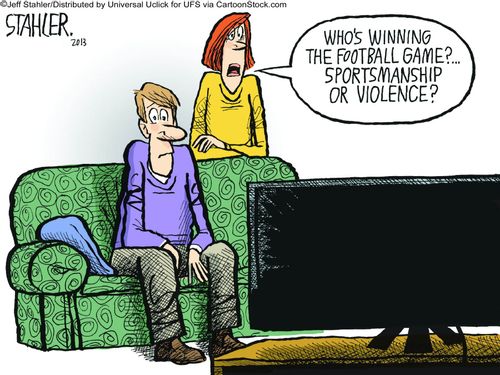 "Who's winning the football game?...Sportsmanship or violence?"
