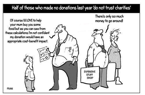 Half of those who made no donations last year 'do not trust charities'.