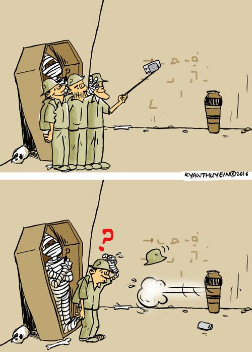 Archaeologists doing a Selfie