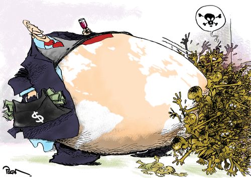 Western businessman gets fat at the expense of the poor