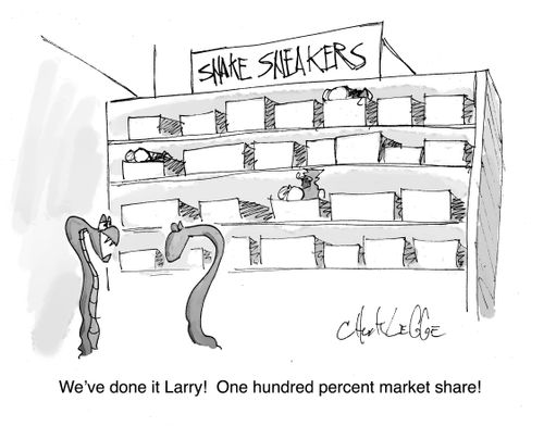 "We've done it Larry! One hundred percent market share!"