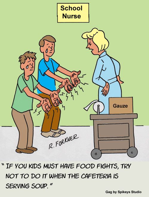 "If you kids must have food fights, try not to do it when the cafeteria is serving soup."
