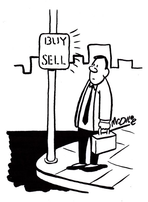 Crosswalk sign: buy-sell