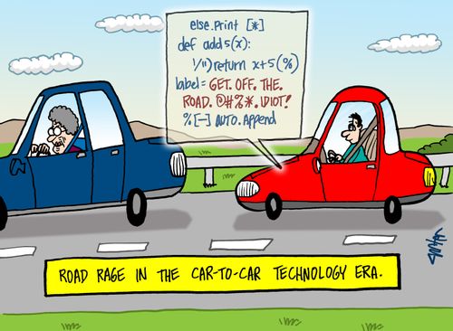 Road rage in the car-to-car technology era.