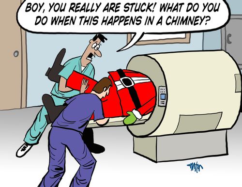 'Boy, you really are stuck! What do you do when this happens in a chimney?'