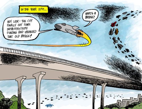 "Hey look - the city finally got some infrastructure funding and upgraded that old bridge!"