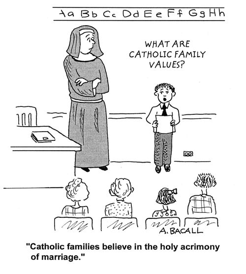'Catholic families believe in the holy acrimony of marriage.'
