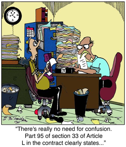'There's really no need for confusion. Part 95 of section 33 of Article L in the contract clearly states ...'