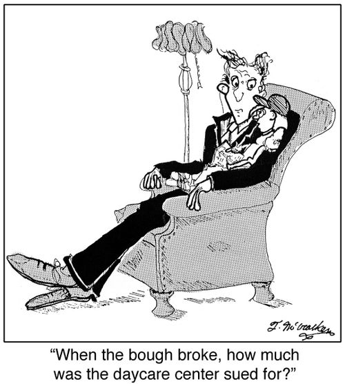 'When the bough broke, how much was the daycare center sued for?'