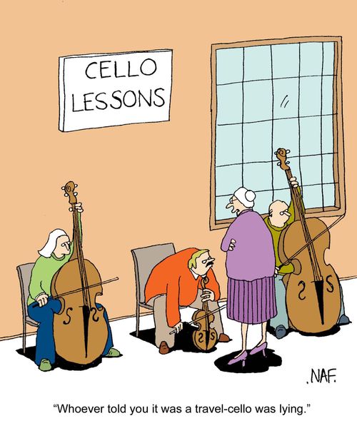'Whoever told you it was a travel-cello was lying.'