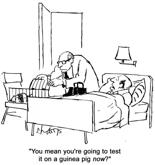 'You mean you're going to do a test on a guinea pig now?'