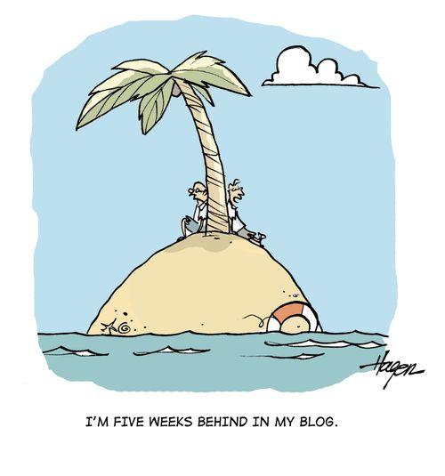 'I'm five weeks behind in my blog.'