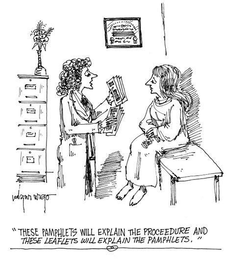 'These pamphlets will explain the procedure and these leaflets will explain the pamphlets.'