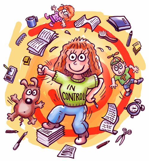 Woman in control of household and kids.