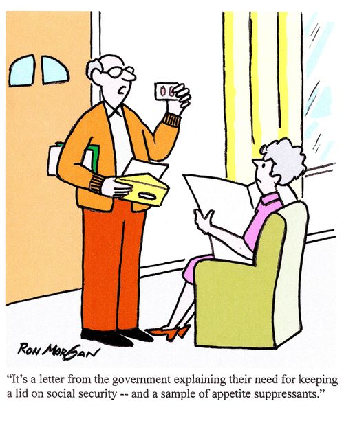 'It's a letter from the government explaining their need for keeping a lid on social security - and a sample of appetite suppressants.'