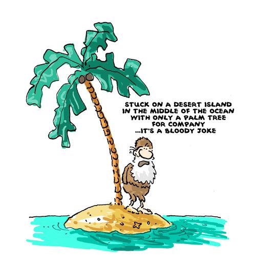 'Stuck on a desert island, in the middle of the ocean, with only a palm tree for company, it's a bloody joke.'