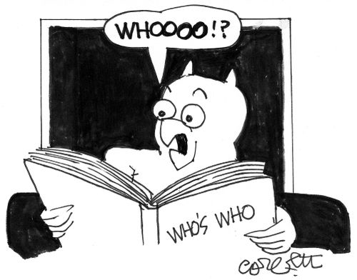 Owl reading 'Who's Who': 'WHOOOO?'