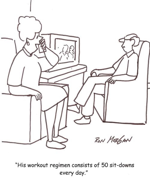 'His workout regimen consists of 50 sit-downs every day.'