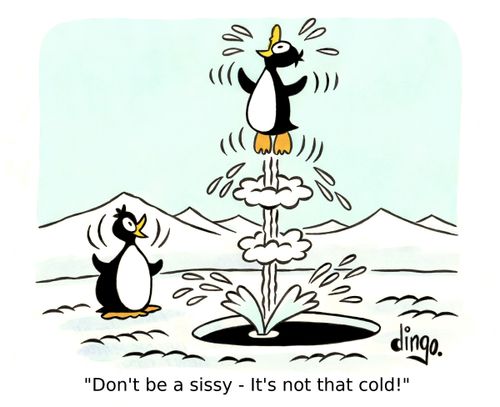 'Don't be a sissy - It's not that cold!'