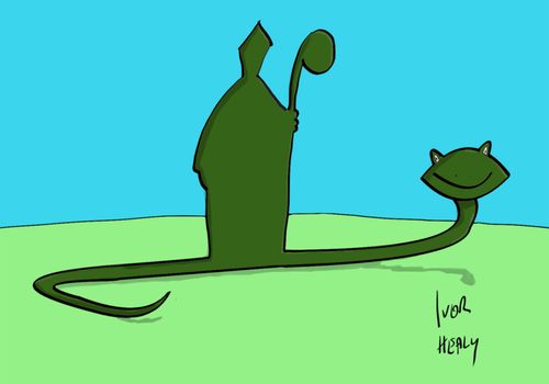 A big snake swallows Saint Patrick