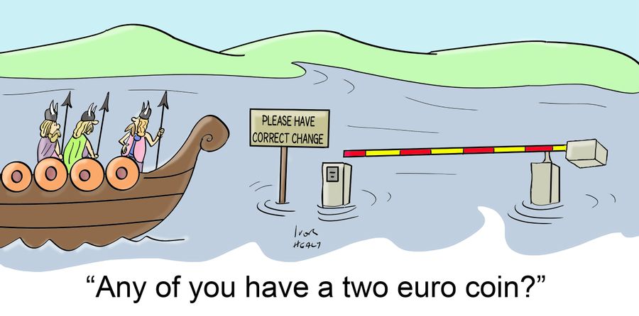 "Any of you have a two euro coin?"