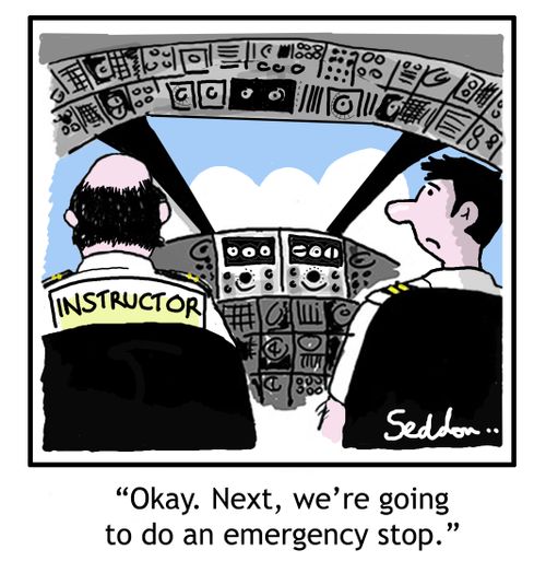 "Okay. Next, we're going to do an emergency stop."