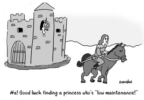 "Ha! Good luck finding a princess who's "low maintenance!""