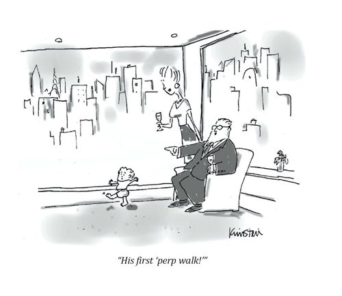 "His first 'perp walk!'"