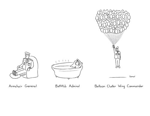 Armchair General, Bathtub Admiral, Balloon Cluster Wing Commander.