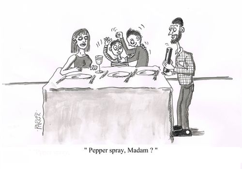 "Pepper spray, Madam?"