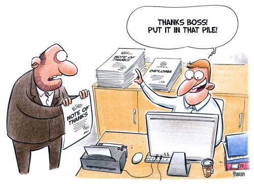 "Thanks boss! Put it in that pile!"