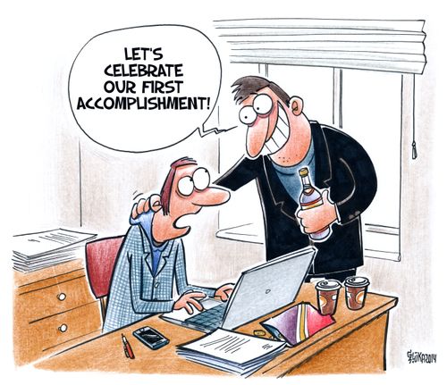 "Let's celebrate our first accomplishment!"