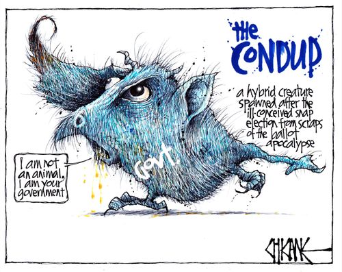 The Condup - a hybrid creature spawned after the ill-conceived snap electrion from scraps of the ballot apocalypse.