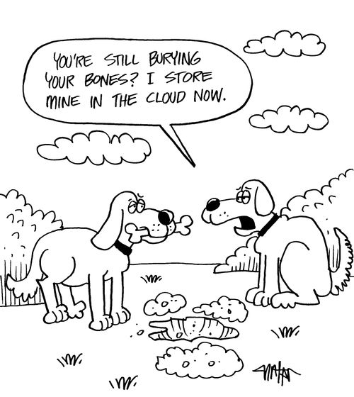 "You're still burying your bones? I store mine in the cloud now."