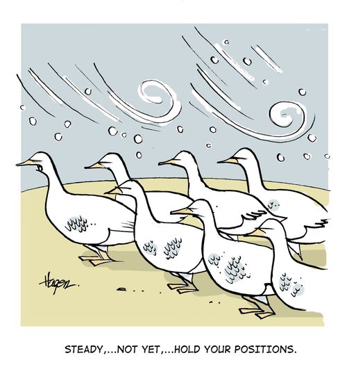 'Steady,...not yet,...hold your positions.'
