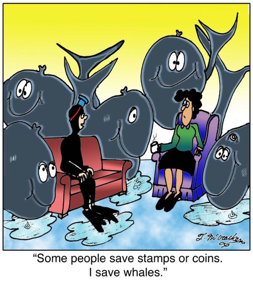 Some people save stamps or coins. I save whales.