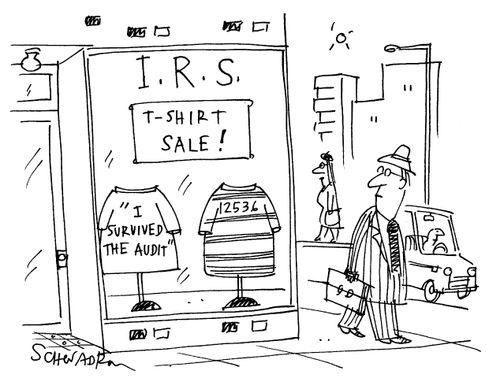 T-shirt slogan: 'I survived the audit.'