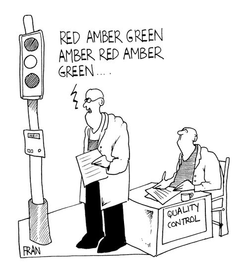 Quality Control in the Traffic Light Department - "Red, Amber, Green.. Red Amber.. "
